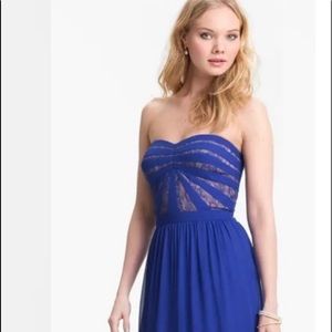NWT AIDAN MATTOX Strapless Lace &
Blue Chiffon